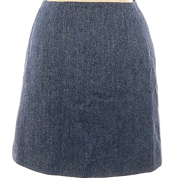 Cath Kidston British Tweed lined skirt button front wool woven England navy 8 UK - Picture 2 of 2